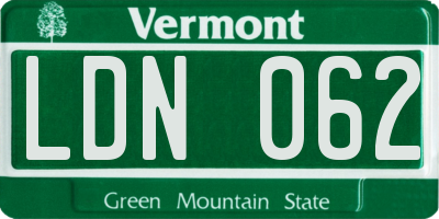 VT license plate LDN062