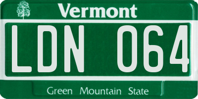 VT license plate LDN064