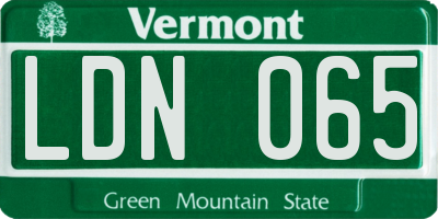 VT license plate LDN065
