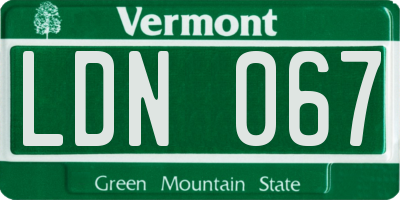 VT license plate LDN067