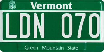 VT license plate LDN070