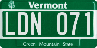 VT license plate LDN071