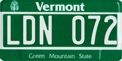 VT license plate LDN072