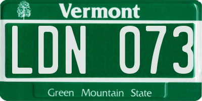VT license plate LDN073