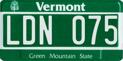 VT license plate LDN075