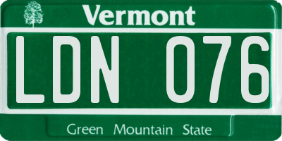 VT license plate LDN076