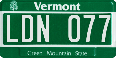 VT license plate LDN077