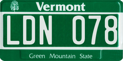 VT license plate LDN078