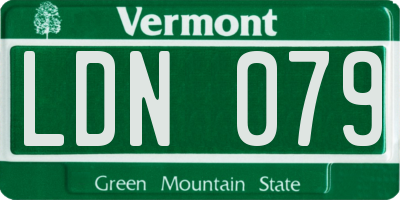 VT license plate LDN079