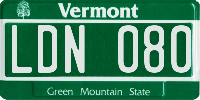 VT license plate LDN080