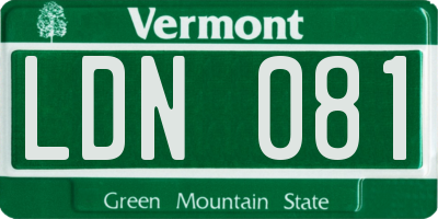 VT license plate LDN081