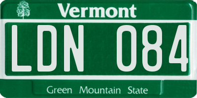 VT license plate LDN084