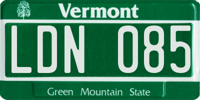 VT license plate LDN085