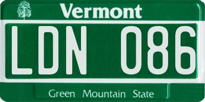 VT license plate LDN086
