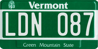 VT license plate LDN087