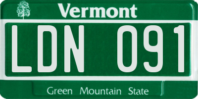 VT license plate LDN091