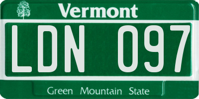 VT license plate LDN097