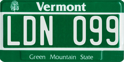 VT license plate LDN099