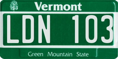 VT license plate LDN103
