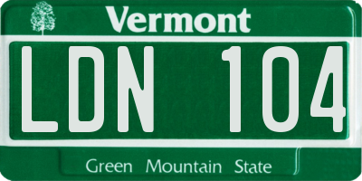 VT license plate LDN104