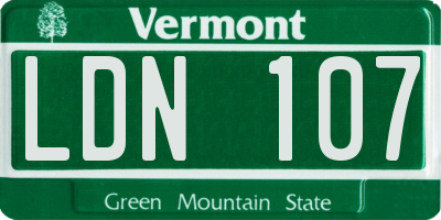 VT license plate LDN107