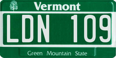 VT license plate LDN109
