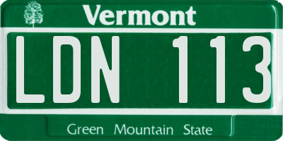 VT license plate LDN113