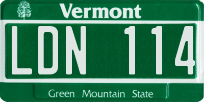 VT license plate LDN114