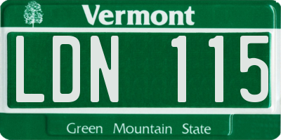 VT license plate LDN115