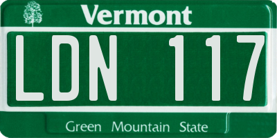 VT license plate LDN117