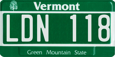 VT license plate LDN118