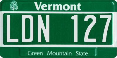 VT license plate LDN127