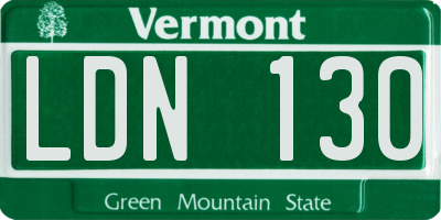 VT license plate LDN130