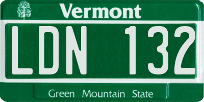 VT license plate LDN132