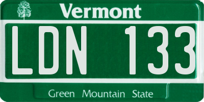 VT license plate LDN133