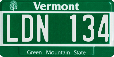 VT license plate LDN134