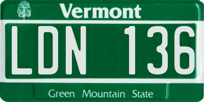 VT license plate LDN136