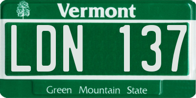 VT license plate LDN137