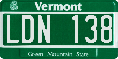 VT license plate LDN138