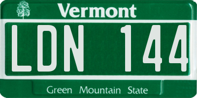 VT license plate LDN144