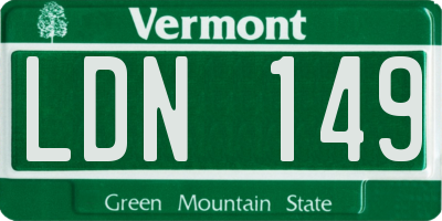 VT license plate LDN149