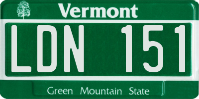 VT license plate LDN151