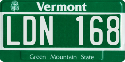 VT license plate LDN168
