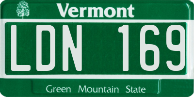 VT license plate LDN169