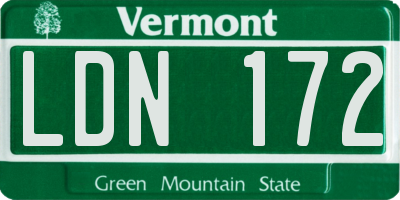 VT license plate LDN172