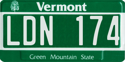 VT license plate LDN174