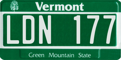 VT license plate LDN177