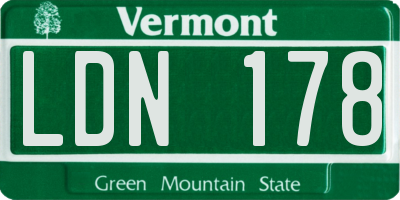 VT license plate LDN178