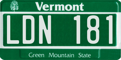 VT license plate LDN181