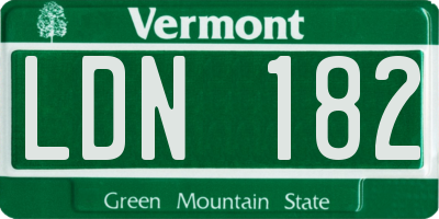 VT license plate LDN182